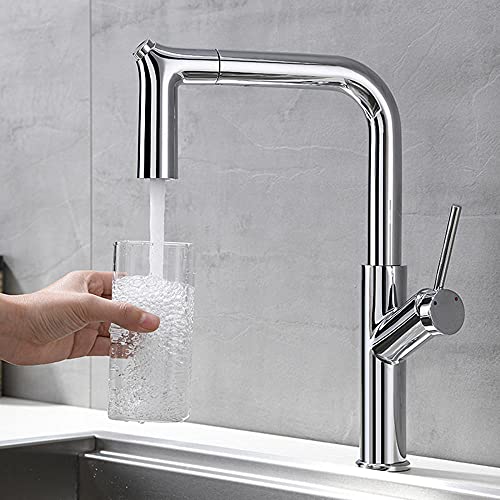 Robinet de cuisine en laiton télescopique chrome mitigeur double buse luxe