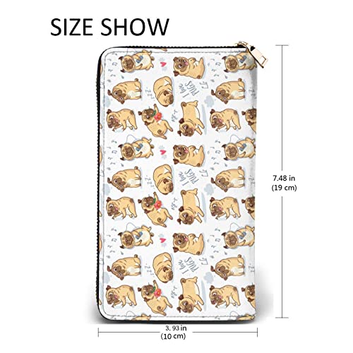 Pug Dog Cute Funny PU Leather Wallet For Women's Phone Money Credit Card Holder Purse Clutch Bag Coin Purse with Zipper Gifts For Women Men Ladies3