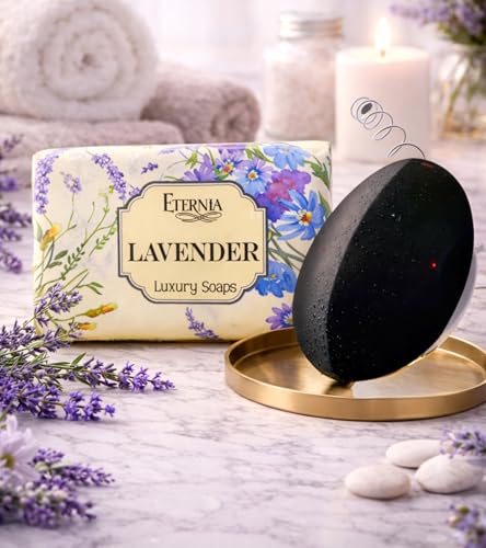 Image of Eternia Lavender Soap Bar (250g) Face & Body Cleanser with Waterproof Shower Radio | Relaxing Bath Combo for Smooth, Soft & Refreshing Skin