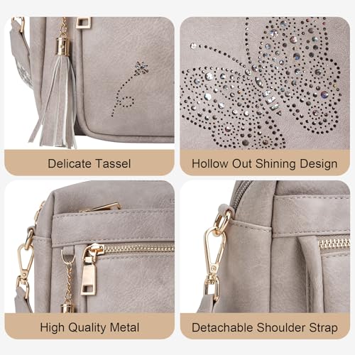 Image of KITEVIUN Crossbody Bags for Women Trendy Leather Crossbody Purse Shoulder Handbags Butterfly Design