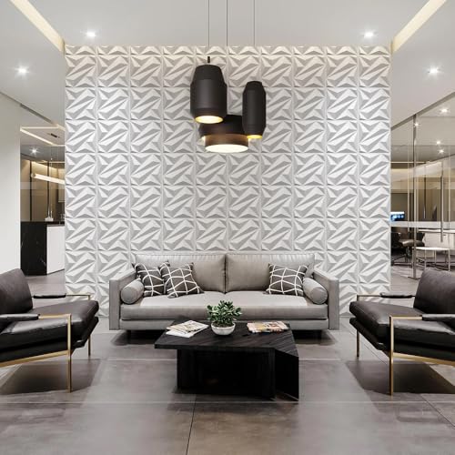 Panneau mural 3D blanc texturé relief décoration murale intérieure 20pcs - 8