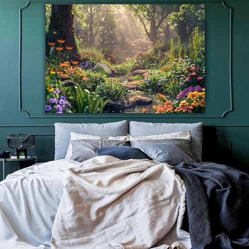 Tableau decoration murale salon paysage forestier toile encadrée - 2