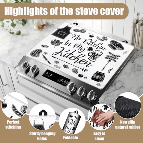 Image of Kitchen Stove Top Covers for Electric Stove, Electric Gas Stove Pad Heat Resistant Range Cooktop Protector for Home Decor Kitchen 28 inchx20 inch