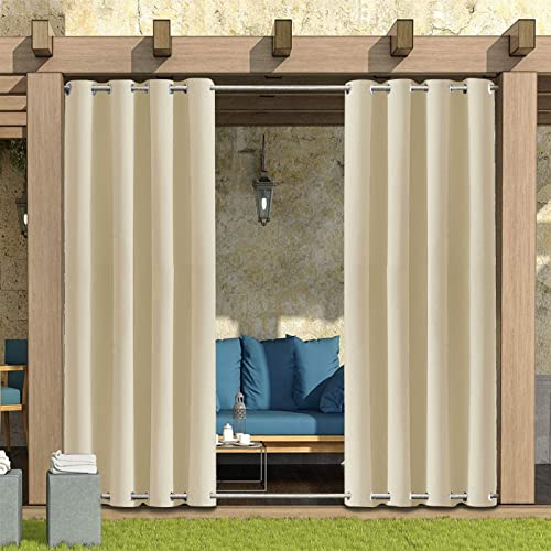SK Studio Outdoor Vorhang Wasserdicht Outdoorvorhänge mit Ösen Oben und Unten Sonnenschutz Blickdicht Vorhang für Balkon Terrasse Veranda Pergola Gartenlaube – Bild 3