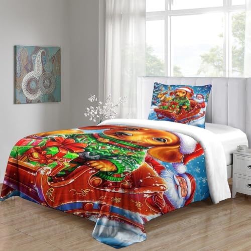 Noël Parure de Lit Microfibre Sans Repassage et Zip Caché 135x200