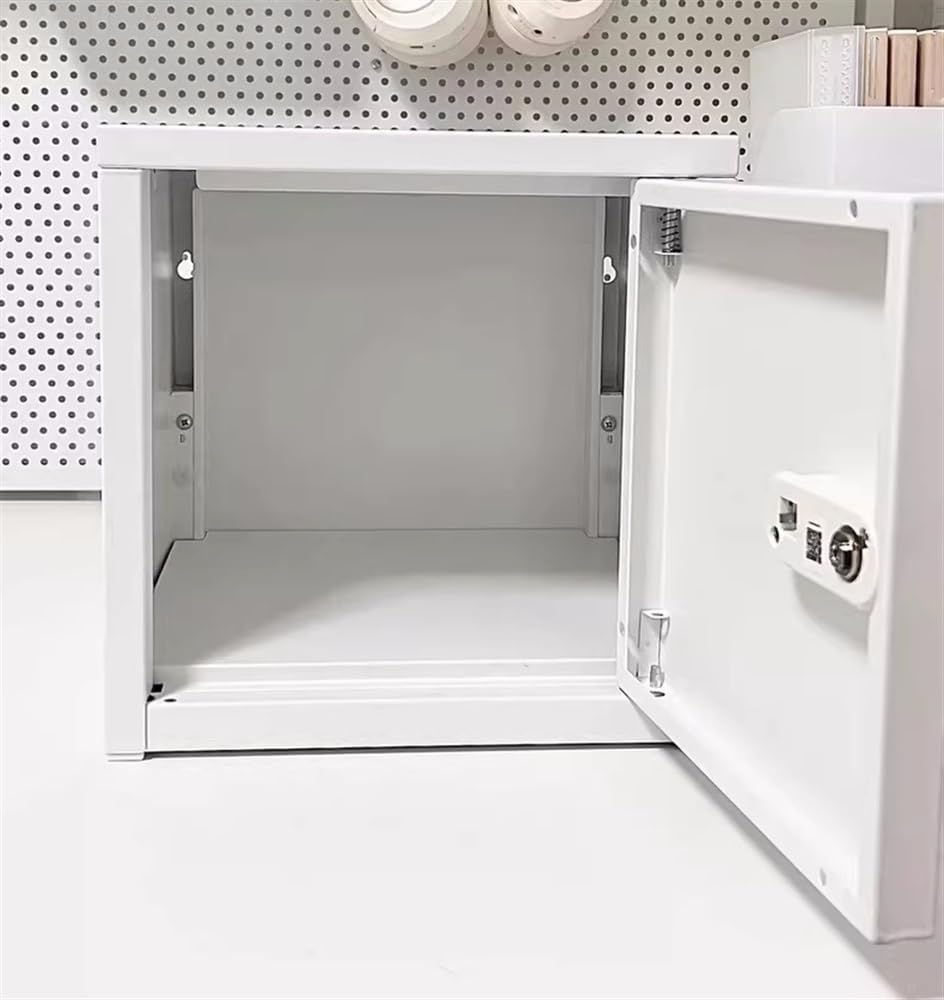 Desktop Lockers, Small Password Cabinets, Mini Locker, Metal Cabinets, Cabinets with Locks, Lockable Safes Suitable for Living Rooms, Bedrooms, Offices(White)