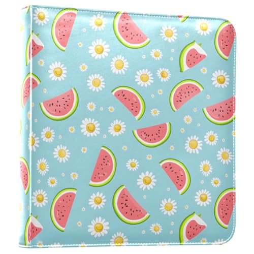 JIPONI Watermelons and Daisies Large Photo Album, DIY Leather Cover Scrapbook Albums for 4x6 5x7 6x8 Pictures, Self Adhesive Memory Book for Wedding, Baby, Family