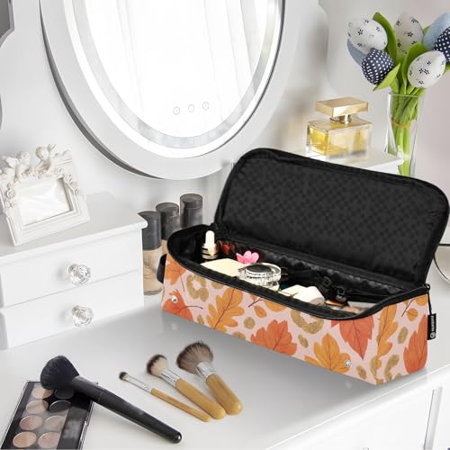 Estuche de viaje 2-en-1 para plancha y rizador con tapete resistente al calor, gran capacidad, organizador para herramientas de cabello y accesorios, diseño Safari Seasons Leopardo - Hojas de otoño miniatura 7