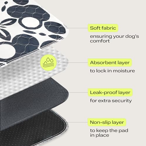 Image of Washable Pee Pads for Dogs 2-pack (36x41) - Waterproof Reusable Puppy Pads No-slip Surface - Stylish Dog Potty Training Pads Protect Against Leakage Small Medium Large Dogs, Oriental