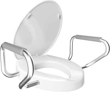 Raised Toilet Seat with Handles, 3" Elevated Toilet Seat Riser