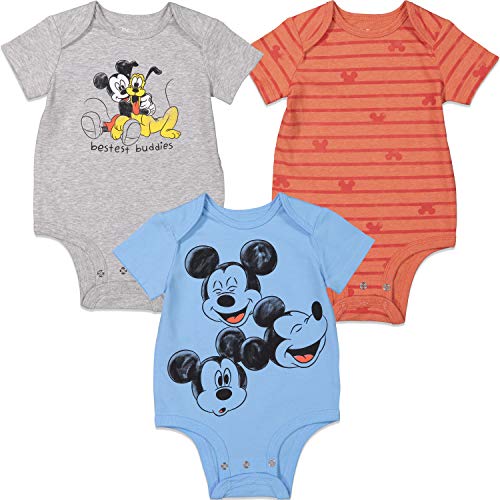 Disney Mickey Mouse Baby Boys 3 Pack Short Sleeve Cuddly Bodysuit 3-6 Months