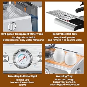 Espresso Machine with Built-in Grinder,Professional 15 Bar Espresso Maker with Milk Frother Steam Wand,Stainless Steel Espresso Coffee Machine with Removable Water Tank for Cappuccino, Latte Espresso Machine with Built in GrinderProfessional 15 Bar Espresso Maker with Milk Frother Steam WandStainless Steel Espresso Coffee Machine with Removable Water Tank for Cappuccino Latte
