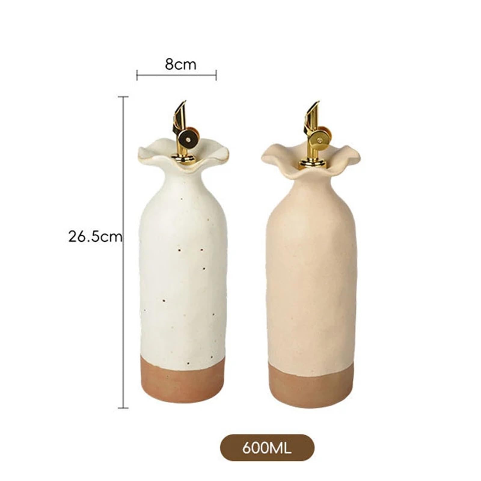 Keramische Olivenöl-Dispenserflasche Kreative Retro Beige Keramik Olivenöl Flasche Edelstahl Auslauf Küche Lagerung Liefert Gewürz(Beige)