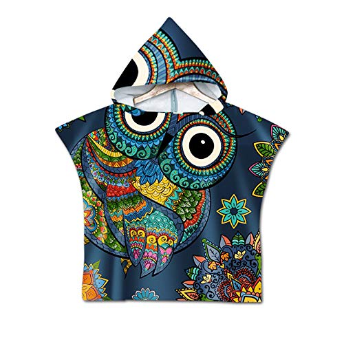 Chickw1 Poncho à Capuche Enfants, Microfibre Serviette avec Capuche Cartoon Peignoir De Séchage Rapide Robe de Bain Plage Poncho de Natation pour Garçons et...