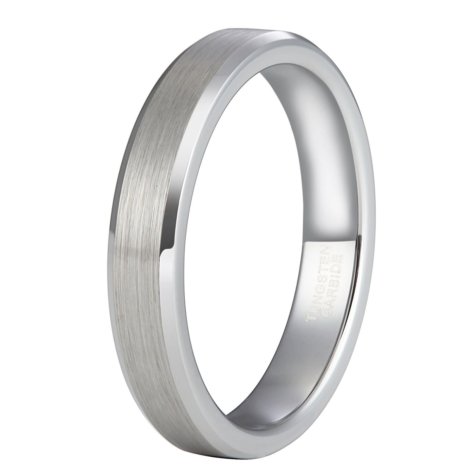 Bague Fiançailles Tungstène Personnalisé pour Homme et Femme, 4MM/6MM/8MM Rond Brossé Simple Bague pour Homme en Argent Promesse
