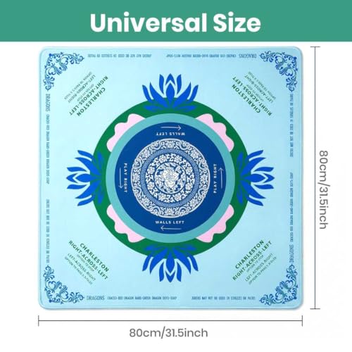 Image of PATPAT Mahjong Mat for Table 4 Players, 31.5x31.5in Rubber Anti-Slip | Helps Protect Table Surfaces, Stable Rubber Base, Printed Layout, Easy to Wipe, Care Guidance