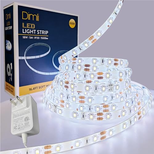 Tira LED blanca brillante 16.4 pies 6500K impermeable miniatura 1