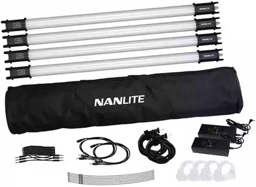 Nanlite PavoTube II - Tubo de luces LED 15C de 2 pies con cargadores de CA, soportes y estuche de 4 luces