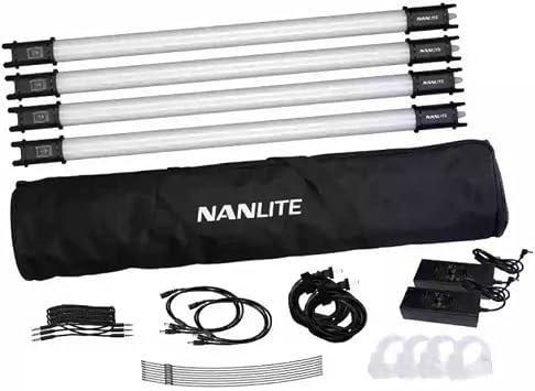 Nanlite PavoTube II 15C 2 LED Tube Lights with AC Chargers, Mounts, and Case 4 Light Kit