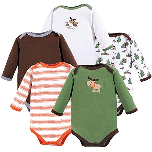 Image of Luvable Friends Baby Unisex Long Sleeve Bodysuits, 5-Pack