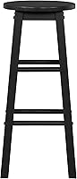 Vista 7 de Linon Zeke - Taburete de bar redondo sin respaldo de madera maciza negra con altura de asiento de 29 pulgadas