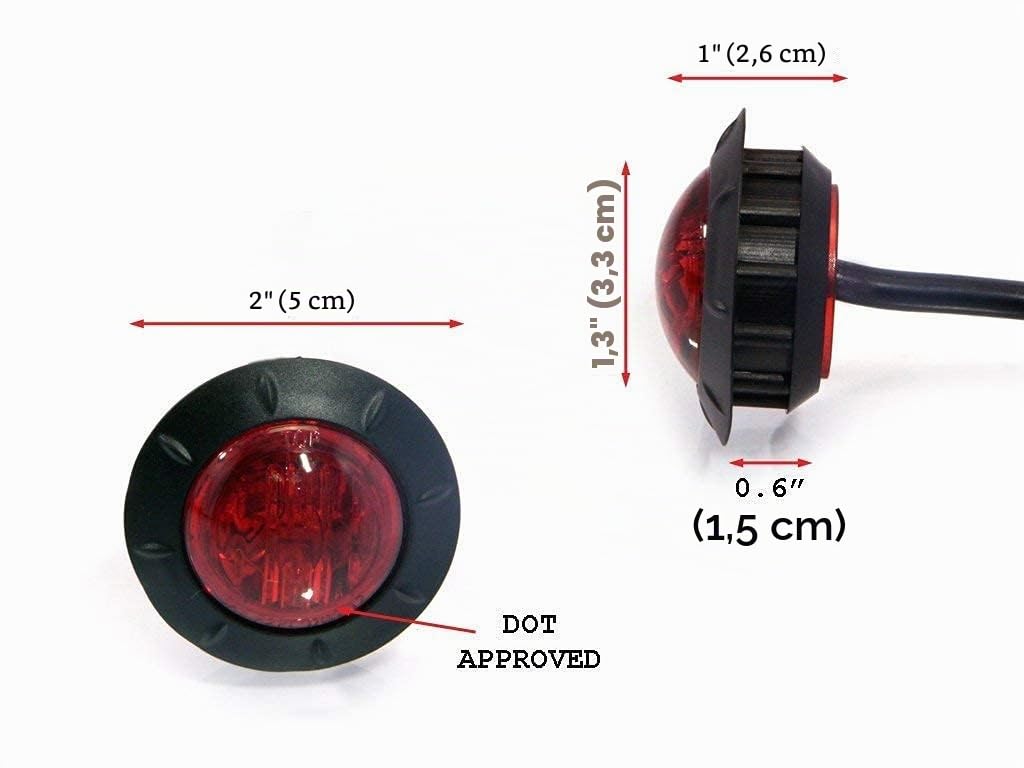 Rond Moto LED Feu Rouge Feu Arrière - 2" 50mm pour Garde-Boue Arrière - Encastré pour Cafe Racer Street Scrambler Projet