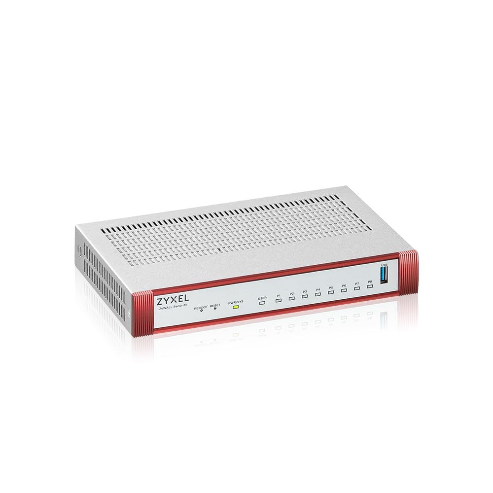 Zyxel USGFLEX100HP ZyWALL Firewall di Sicurezza Informatica ad Alta Velocità | Solo Hardware | VPN | 1x PoE+ | Business Class | Fino a 50 Utenti | Opzione Nebula Cloud | 8x Porte Gigabit (1x PoE+ 30W), 4 Gbps SPI Throughput, Senza Ventola, Console RJ-45,