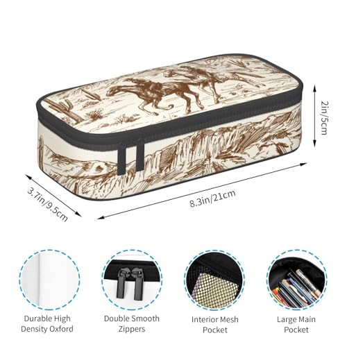 Image of Western Vintage Desert Cactus Cowboy Pencil Case Organizer Big Capacity Pencil Pouch Stationery With Zipper School Supplies Pencil Bag For Girls Boys Office, j56tsd