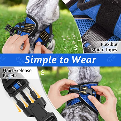 Rabbitgoo Cat Harness And Leash Set For Walking Escape Proof, Adjustable Soft Kittens Vest With Reflective Strip For Cats, Comfortable Outdoor Vest, Blue, M #TOP2