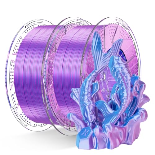 Image of Chitu Systems Conjure Silk PLA Filament, 2KG Spool (4.4lbs), 1.75mm Dual Color Filament, Rose Red Sky Blue Shiny Filament Diameters ±0.02 mm 3D Printer Filament Bundle