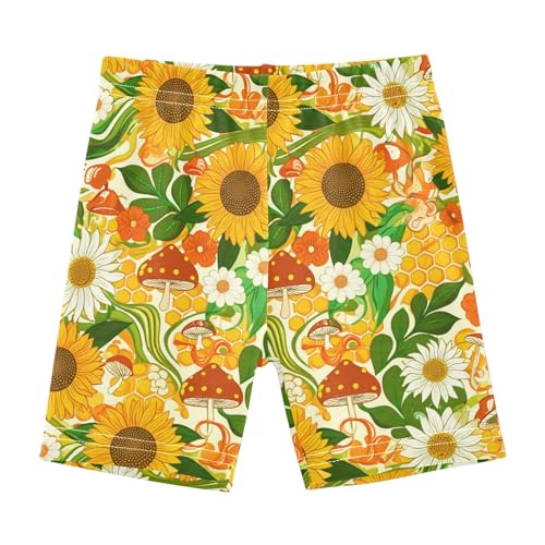 Mushroom Fall Honeycomb Yellow Girls Bike Shorts Toddler Under Dress Dance Shorts Girl Clothes for Summer,4T