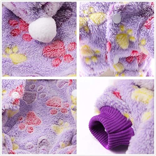 UKKO Dog clothes Dog Clothes Pajamas Fleece Jumpsuit Winter Dog Clothes Four-Legged Warm Pet Clothing-Rose Red,Xs - Afbeelding 5