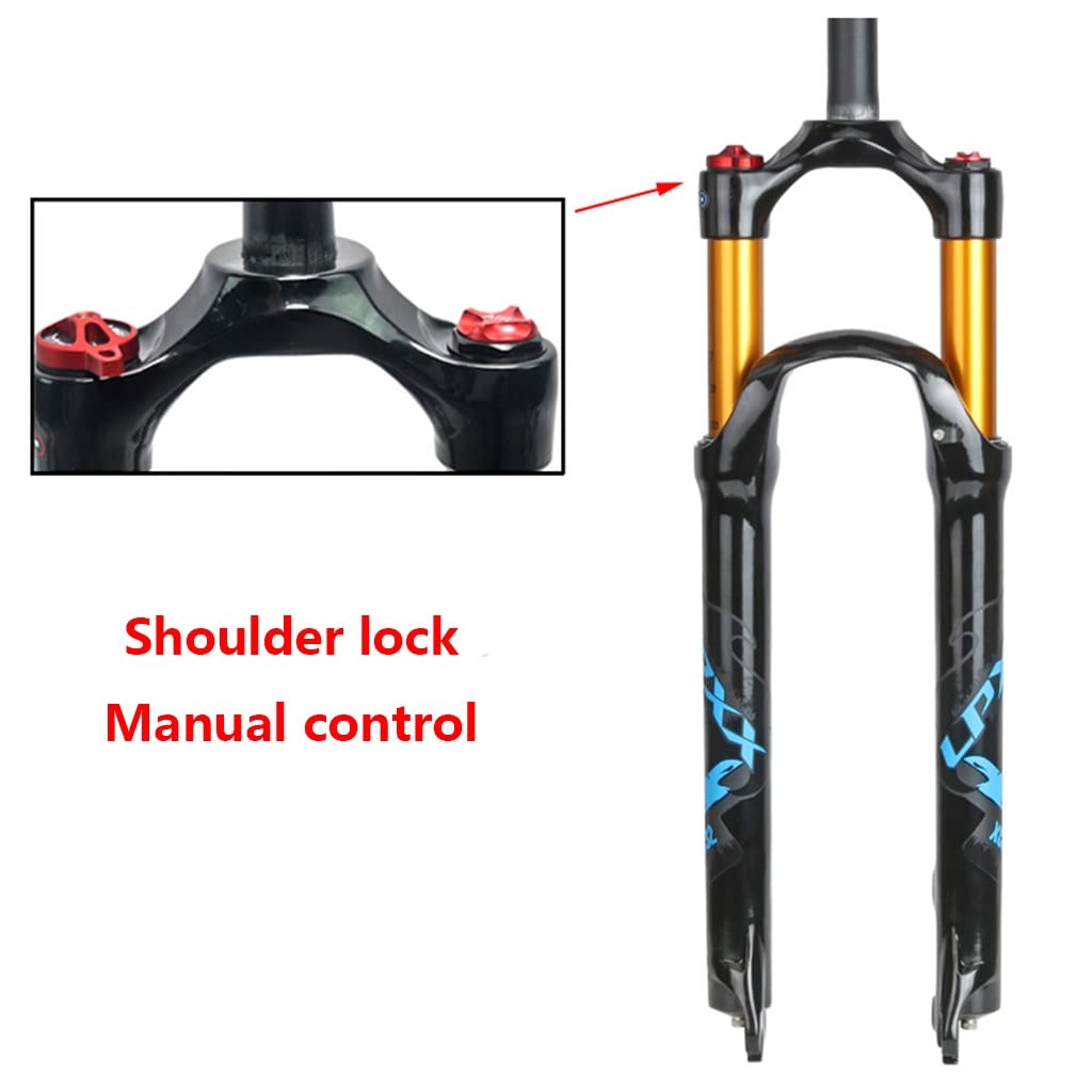 Przedni widelec amortyzowany pneumatycznie MTB 26" 27,5" 29" XC AM ultralekki widelec do rowerów górskich z ręczną blokadą, rura prosta/stożkowa 1 1/8", hamulec tarczowy, szybkozłączka, droga