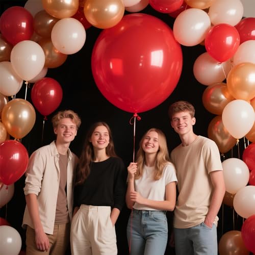Image of Red Balloons, 9pcs 36 Inch Red Latex Balloons for Garland or Balloon Arch as Birthday Party Wedding Baby Shower Decorations