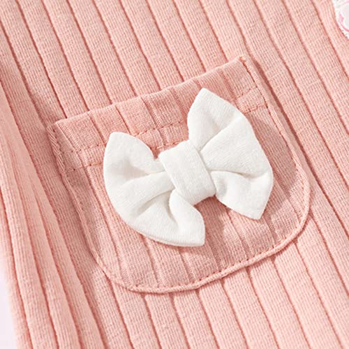 Toddler Baby Girls Ribbed Knit Cardigan Long Sleeve V-Neck Bow Button Coat Fall Winter Solid Jacket with Pocket2