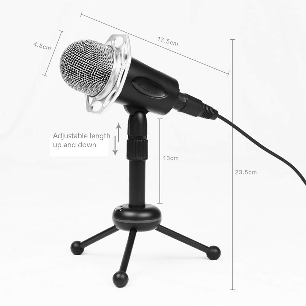 Mikrofon do nagrywania studyjnego, mikrofon pojemnościowy do transmisji ze stojakiem na telefon komputer PC połączenia konferencyjne, transmisja na żywo, podcasting, gry, śpiew karaoke,Black