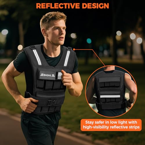 BAGAIL Weighted Vest Men, 20lbs/30lbs/40lbs Adjustable Weighted Vest for Woman with Removable Iron Weights, Women’s Weight Vest for Walking, Rucking, Running, Strength training - 40lb by BAGAIL - Image 9