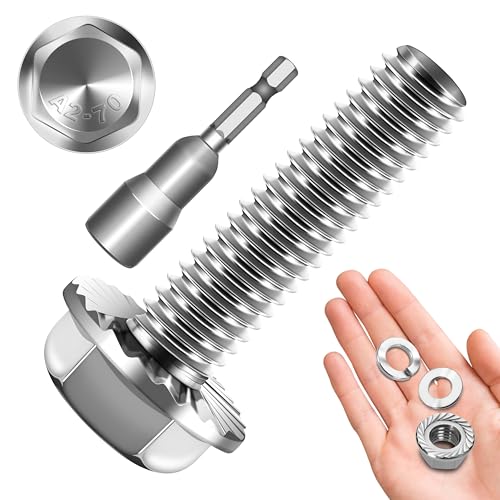 M8 x 30mm (10 Sets) M8x1.25 Bolt Flanged Hex Head Nuts and Bolts, M8 Flange Hexagon Screws with Nuts and Washers, M8 Screws 304 Stainless Steel 18-8 Metric Bolt Assortment, DIN 6921, By Mywish