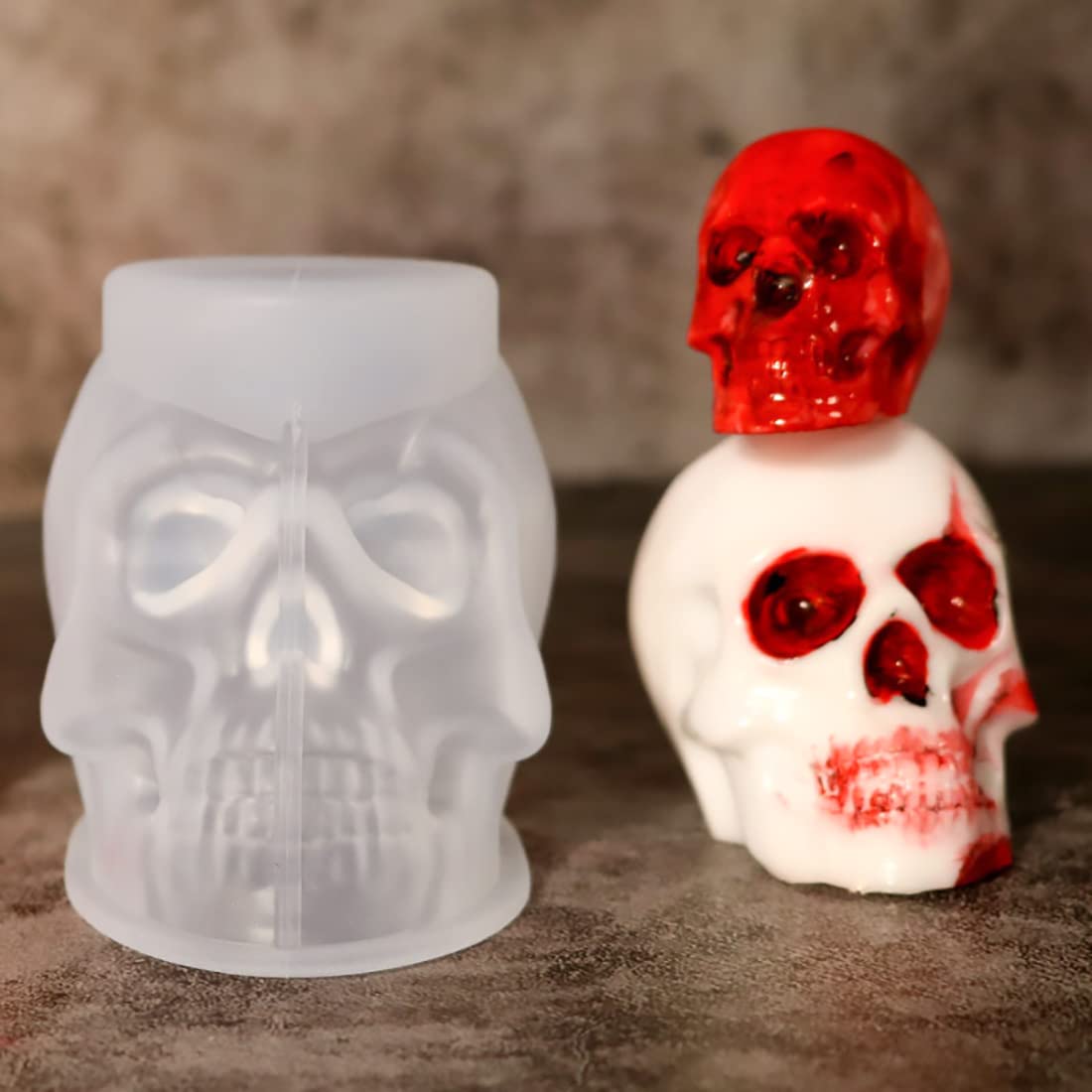 Biomar Labs® 2 X 3D Silicone Adesivi Resinati Argento Skull Cranio Teschio Stickers Per Automobile Motocicletta Finestrìno Porta Scooter Bici Motociclo Telefono KS 134 - Foto 10