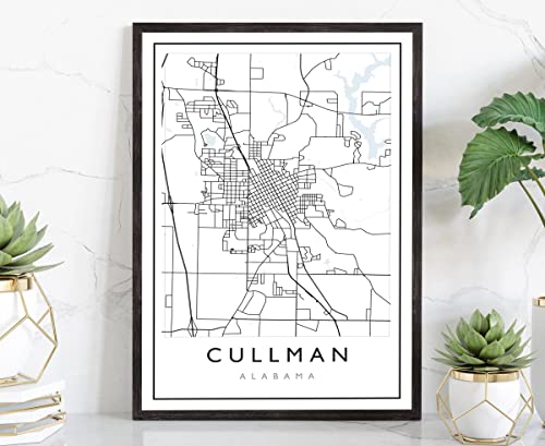 Cullman Alabama City Map, Alabama City Road Map Poster, City Street Map Print, Modern US City Map, Home Art Decor, Office Wall Art Print - 12x18
