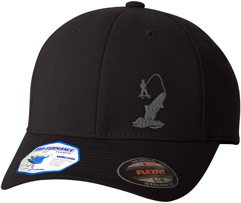 Flexfit Left Side Panel Man Fishing and The Fish B Embroidery Polyester