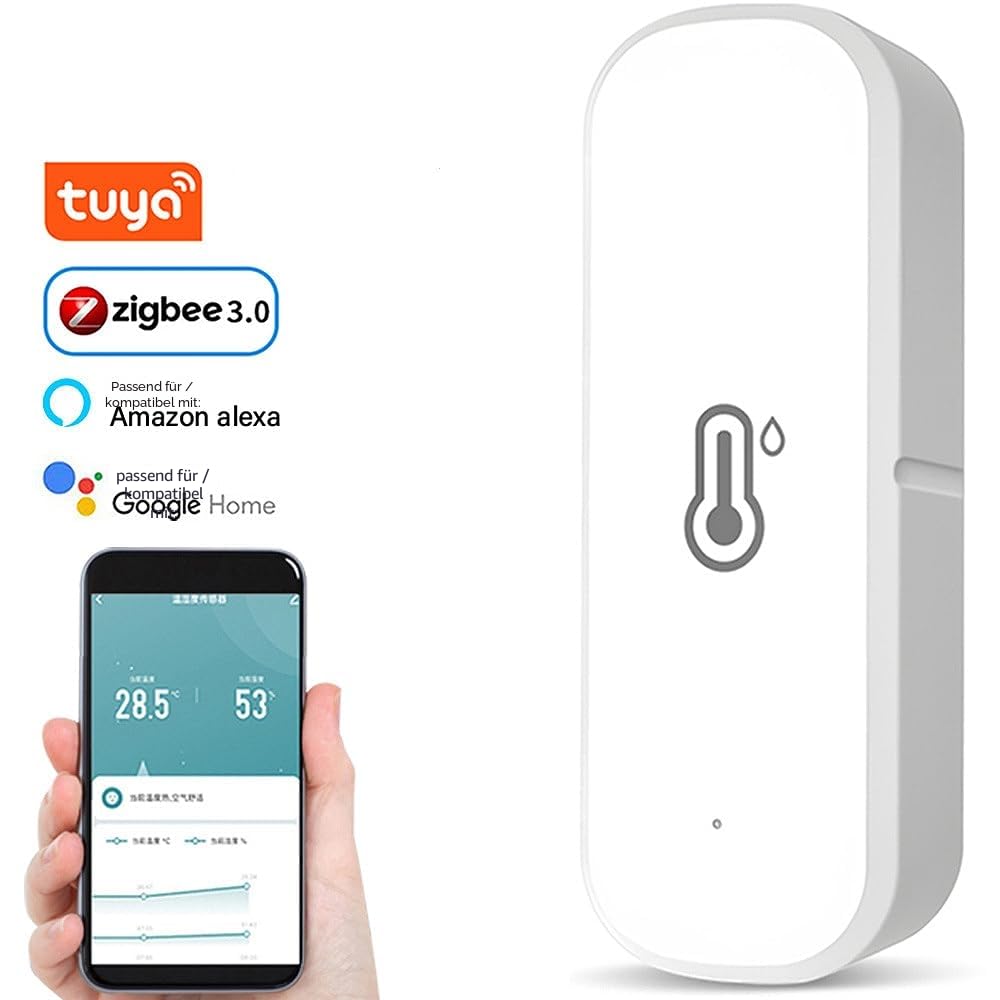 Tuya Zigbee Smart Hygrometer Thermometer, 4 Stück Zigbee Hygrometer Thermometer, kabelloser Temperatur- und Feuchtigkeitsdetektor für Zuhause Gewächshaus (Erfordert Zigbee-Gateway)