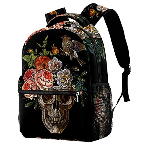 Sac à dos école vintage tête de mort léger pour garçons filles