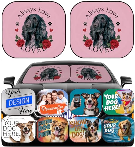 Maizi Irish Water Spaniel sunshades for car 2 Pack Universal Fit Custom Text Car Front Windshield Cover Fits Most Coupe SUV, Coupe, Pickup Truck, Van Graphic of Irish Water Spaniel IWS Funny Cute