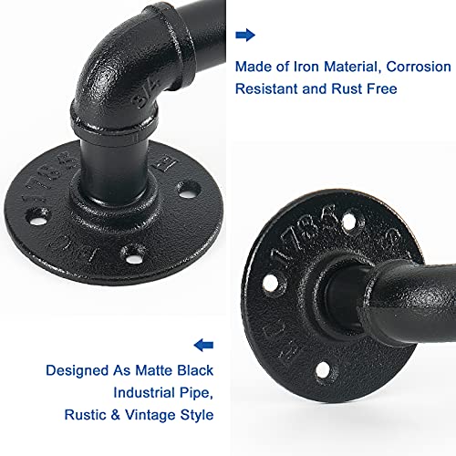 Nearmoon Industrial Pipe Towel Bar, Heavy Duty Bathroom Hardware Towel Bar Accessory, Wall Mounted Diy Rustic Iron Bathroom Towel Rack Holder (18 Inch, Black) #TOP2