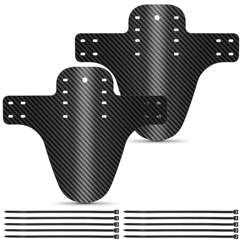 2Piezas Guardabarros Bicicleta de Montaña 20/24/26/27.5/29 Inch Fibra de Carbono Textura Bicicleta MTB Guardabarros con Corbatas Protección Contra Salpicaduras Bicicleta Delantera Trasera Guardabarros