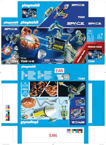 Playmobil 71369 Spationaute et Satellite, Comprend Un spationaute, Un Satellite destructeur de météorite, et Une météorite Qui se sépare en Plusieurs Morceaux, l'univers Space pour Enfants dès 4 Ans