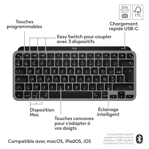 Clavier macbook pro bluetooth touches rétroéclairées mx keys mini - 7