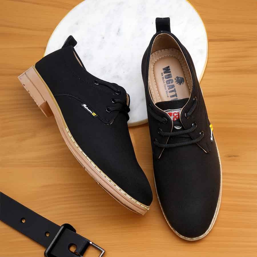 Image of WUGATTI Men's Suede Leather Lace-Up Casual Shoes Oxfords Walking, Office Comfortable and Classy Sneakers with Extra Comfort