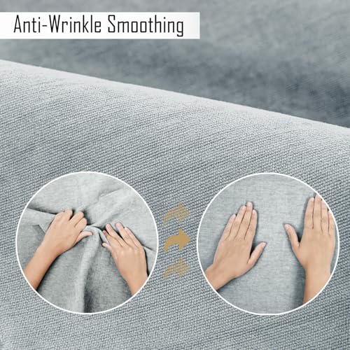 Image of HOKIPO Premium Chenille Anti Slip Sofa Cover Mat with 2 Armrest Cover, 3 Seater - Light Grey